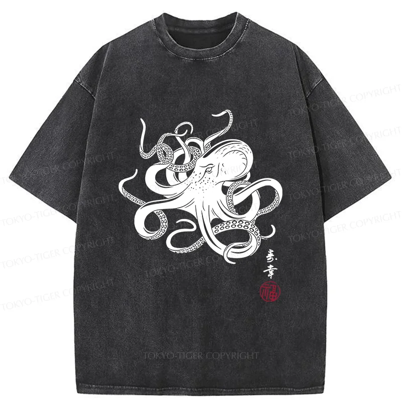 Tokyo-Tiger Vintage Octopus Washed T-Shirt