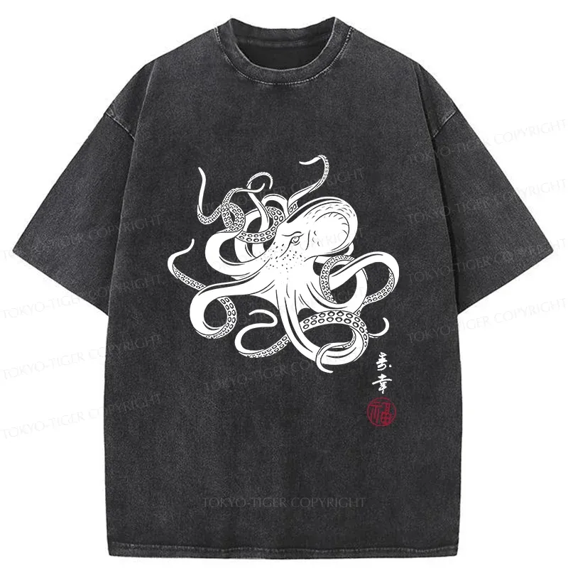 Tokyo-Tiger Vintage Octopus Washed T-Shirt