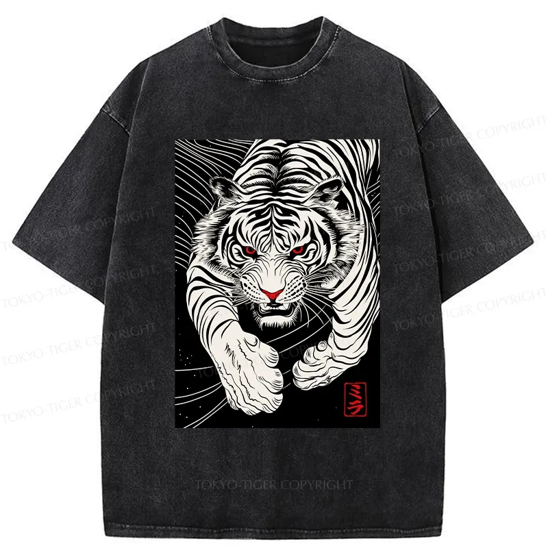 Tokyo-Tiger Japanese Ferocious Tiger Washed T-Shirt