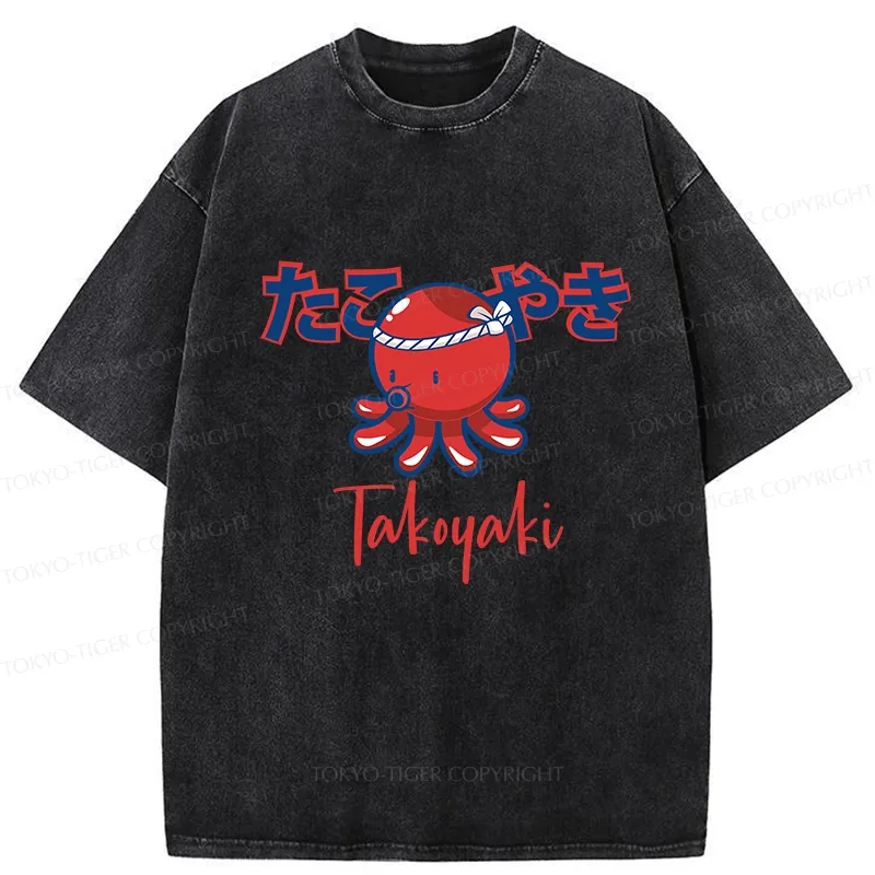 Tokyo-Tiger Japanese Traditional Takoyaki Washed T-Shirt