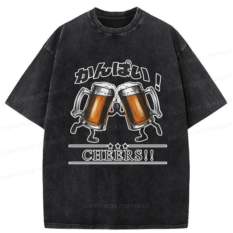 Tokyo-Tiger Cheers Japanese Beer Washed T-Shirt
