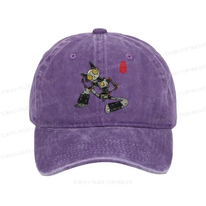Tokyo-Tiger Contemplative Robot Cat Washed Cap