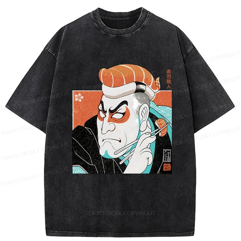 Tokyo-Tiger Sushi Chef Washed T-Shirt