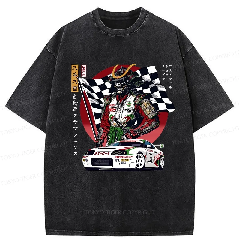 Tokyo-Tiger Samurai Racer Washed T-Shirt Sale