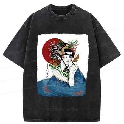 Tokyo-Tiger Japanese Mermaid Washed T-Shirt