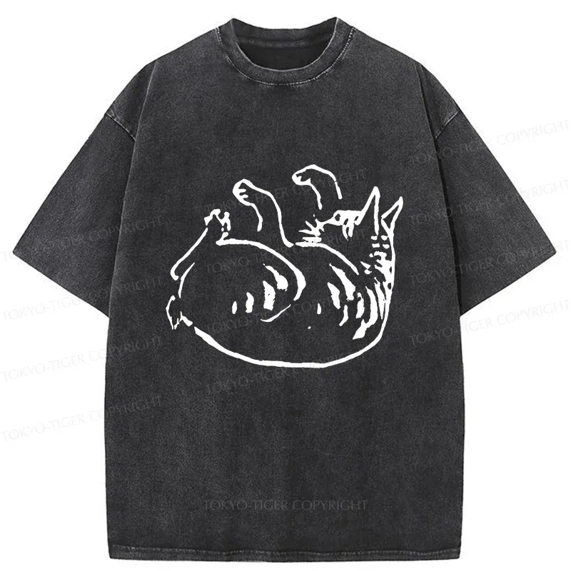 Tokyo-Tiger Sleeping Cat Washed T-Shirt