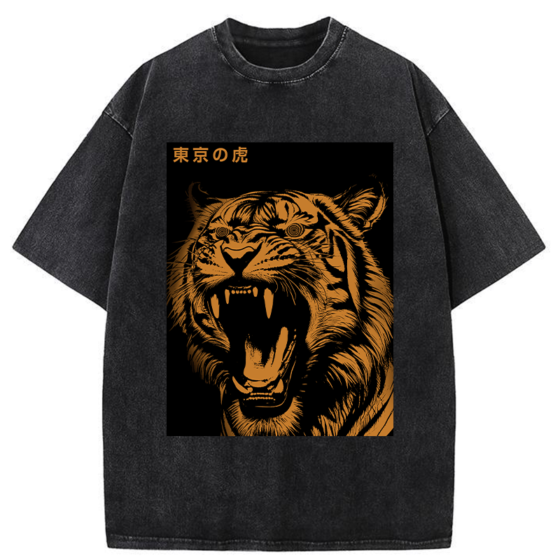 Tokyo-Tiger Roaring Tiger Washed T-Shirt