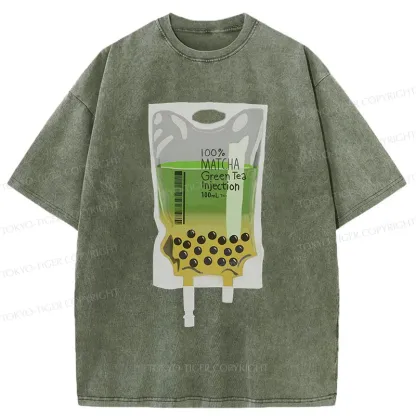Tokyo-Tiger Matcha Milk Tea Washed T-Shirt