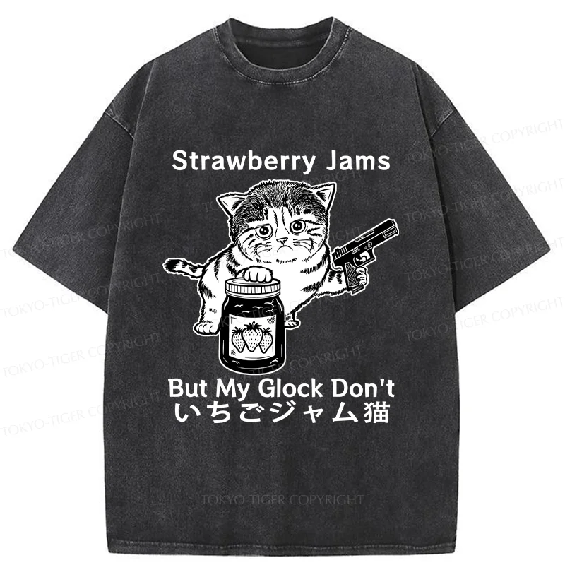 Tokyo-Tiger Strawberry Jam Cat Washed T-Shirt