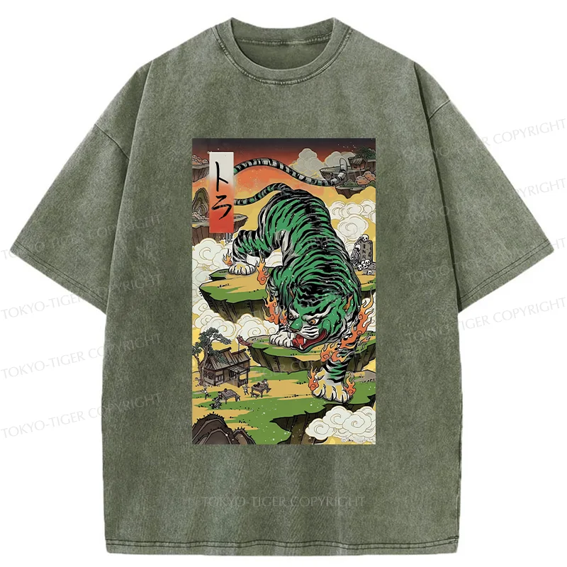 Tokyo-Tiger Fierce Tiger Washed T-Shirt