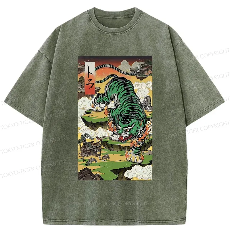 Tokyo-Tiger Fierce Tiger Washed T-Shirt
