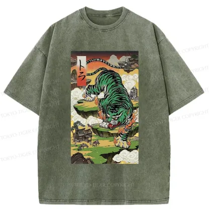 Tokyo-Tiger Fierce Tiger Washed T-Shirt
