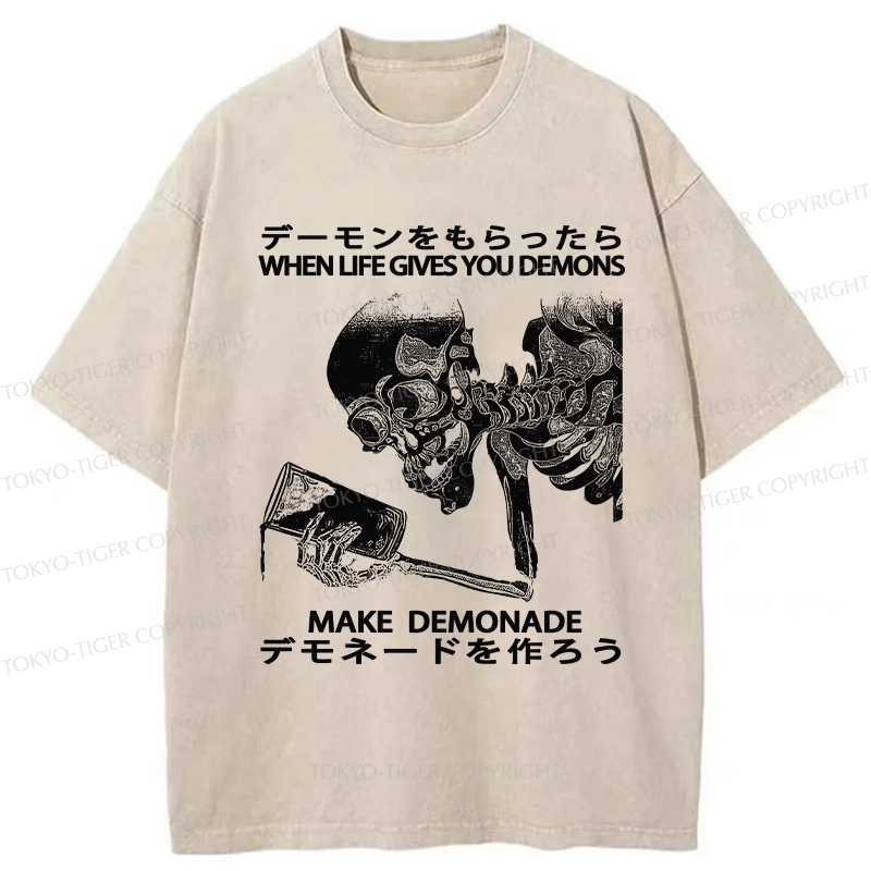 Tokyo-Tiger Make Demonade Funny Washed T-Shirt