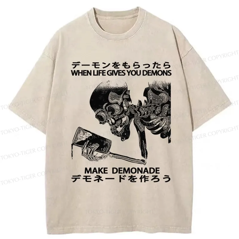 Tokyo-Tiger Make Demonade Funny Washed T-Shirt