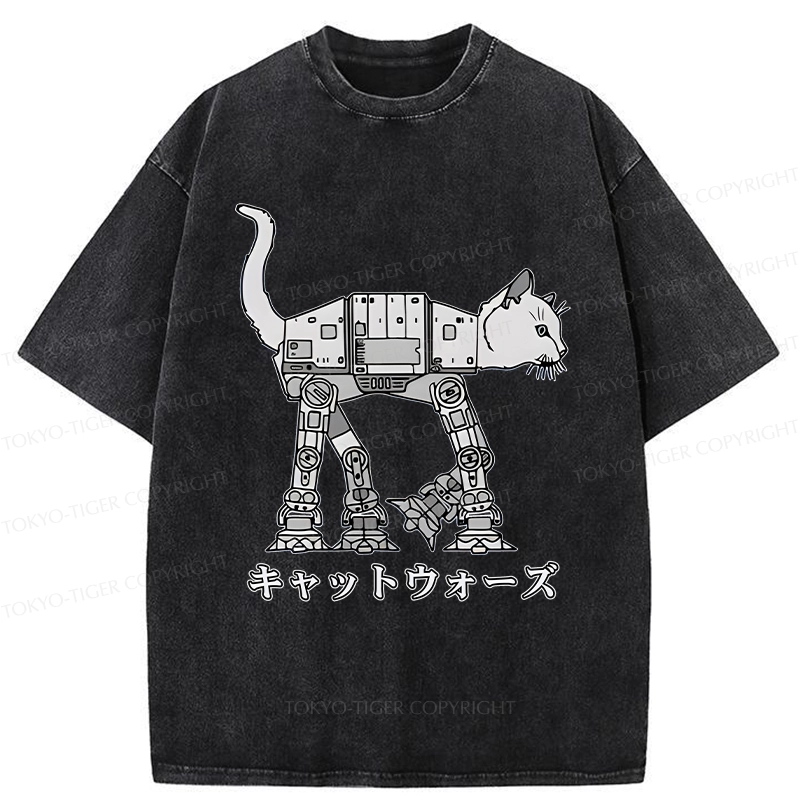 Tokyo-Tiger Cat Wars Washed T-Shirt