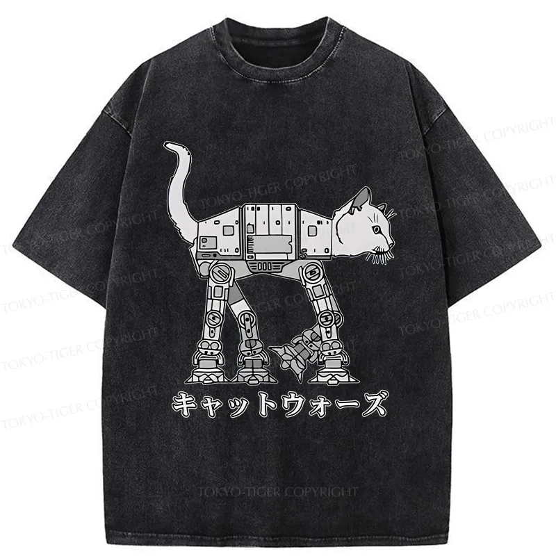 Tokyo-Tiger Cat Wars Washed T-Shirt Sale