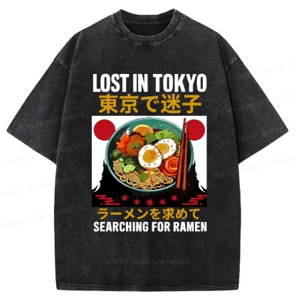 Tokyo-Tiger Searching For Ramen Washed T-Shirt