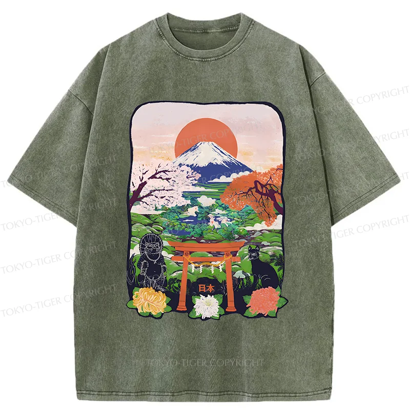 Tokyo-Tiger Japan Attractions Washed T-Shirt