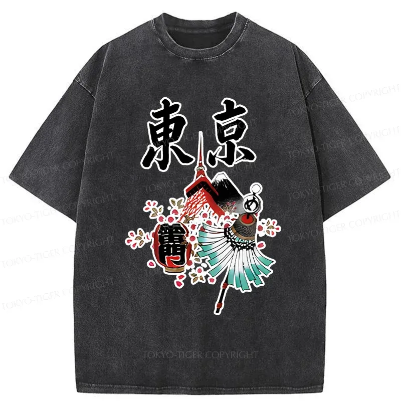 Tokyo-Tiger Tokyo Tourism Washed T-Shirt
