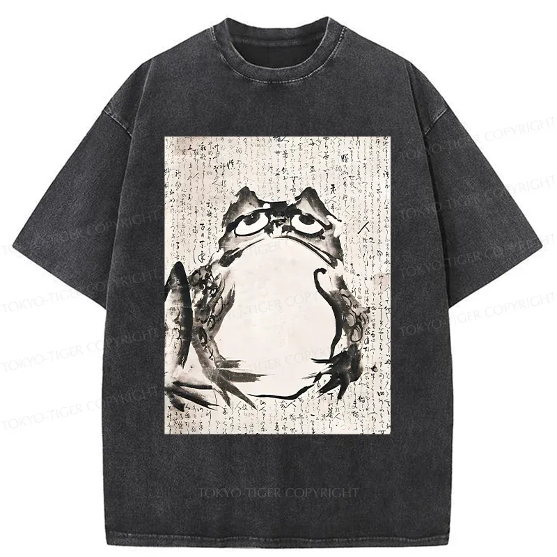 Tokyo-Tiger Retro Japanese frog Washed T-Shirt