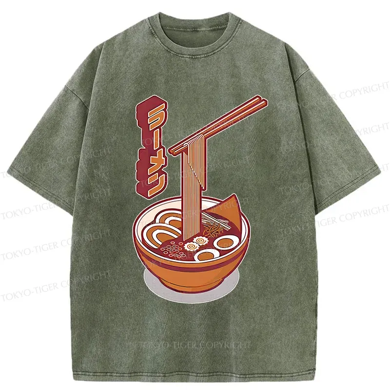 Tokyo-Tiger Retro Japanese Ramen Washed T-Shirt