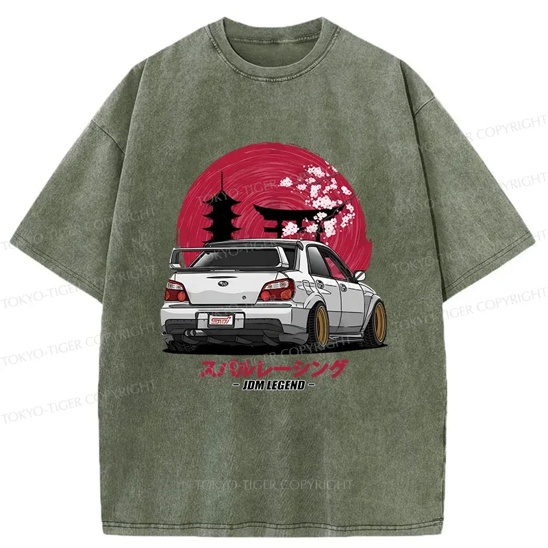 Tokyo-Tiger Japanese Retro Car Washed T-Shirt