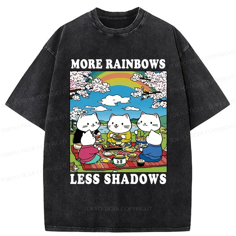 Tokyo-Tiger More Rainbows Less Shadows Funny Washed T-Shirt