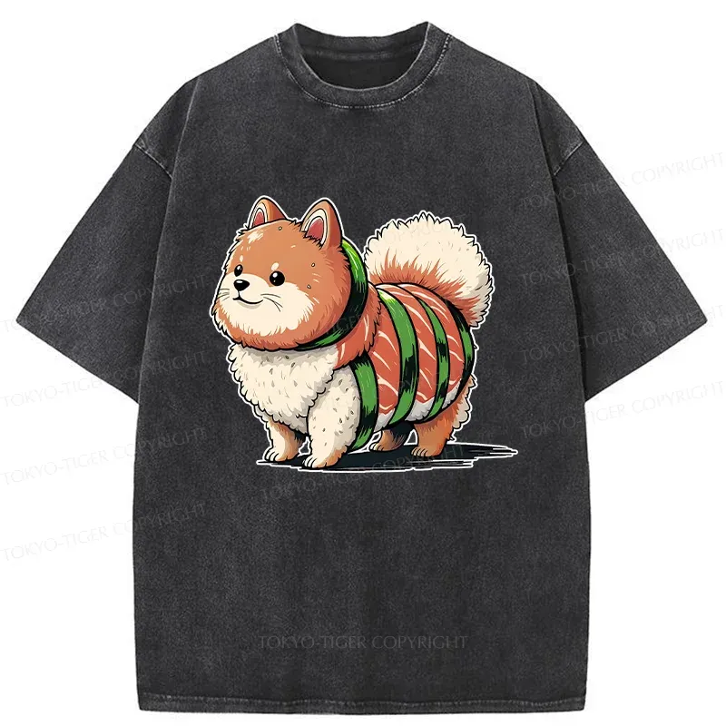 Tokyo-Tiger Japanese Rice Ball Dog Washed T-Shirt
