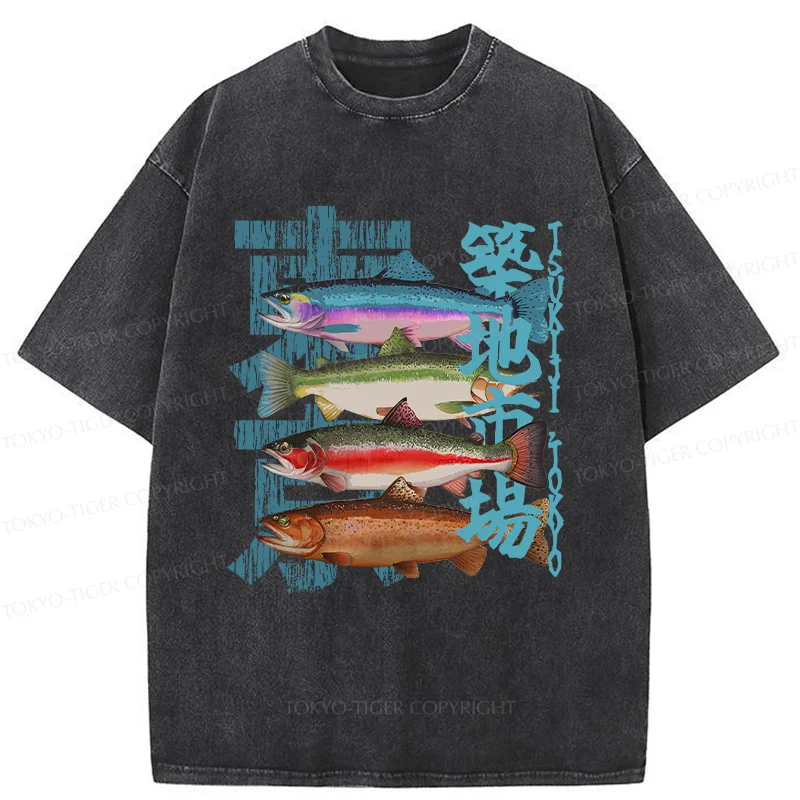 Tokyo-Tiger Retro Tsukiji Market Washed T-Shirt