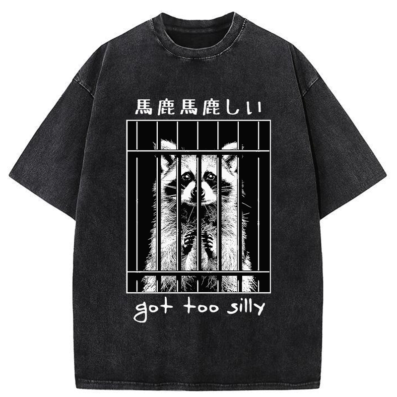 Tokyo-Tiger Raccoon Got Too Silly Washed T-Shirt