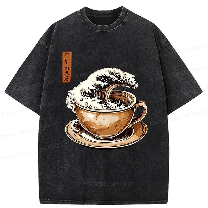 Tokyo-Tiger The Great Coffee Wave Washed T-Shirt