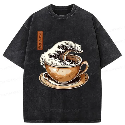 Tokyo-Tiger The Great Coffee Wave Washed T-Shirt