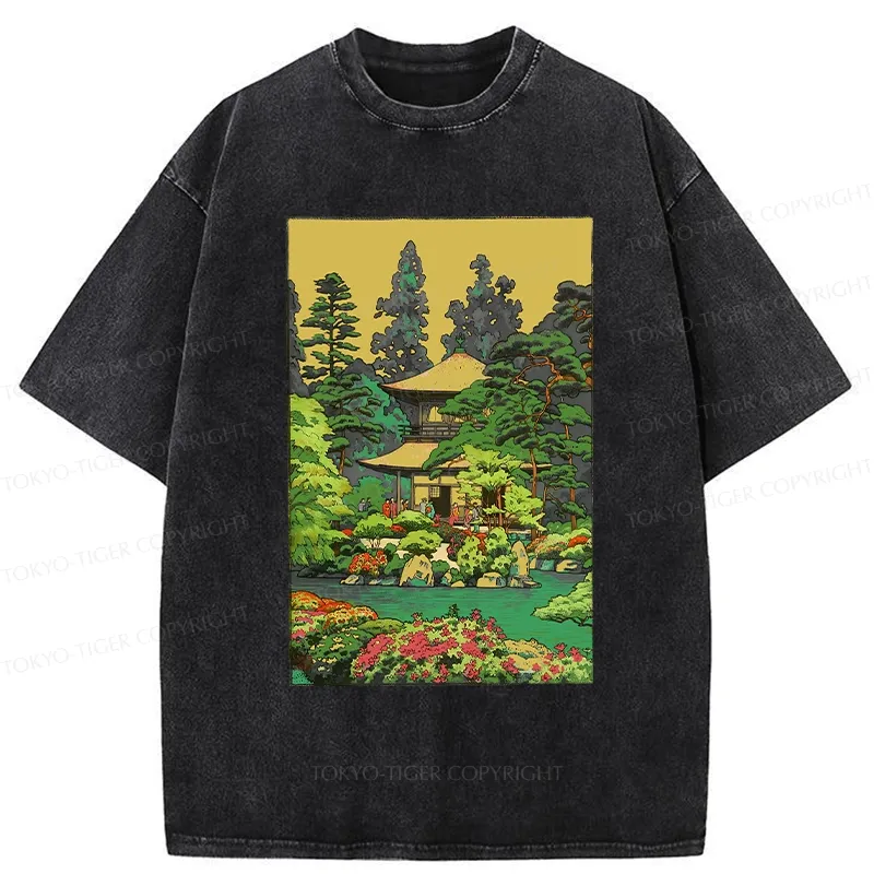 Tokyo-Tiger Retro Kyoto Garden Washed T-Shirt