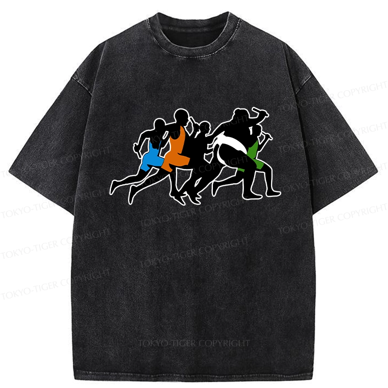 Tokyo-Tiger Funny Sumo Race Washed T-Shirt
