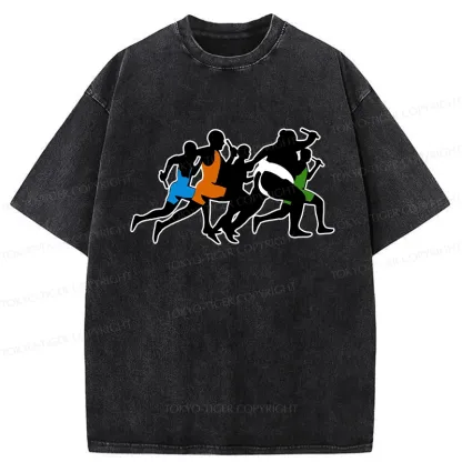 Tokyo-Tiger Funny Sumo Race Washed T-Shirt