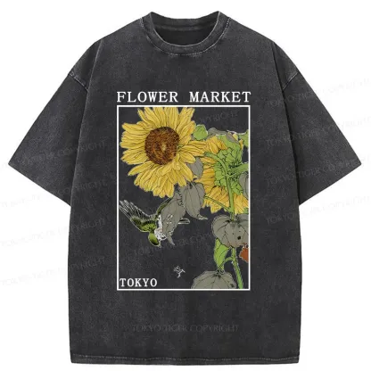 Tokyo-Tiger Vintage Sunflower Washed T-Shirt