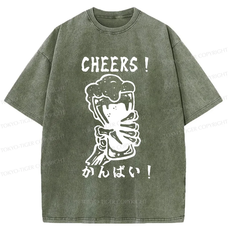Tokyo-Tiger Cheers Together Washed T-Shirt