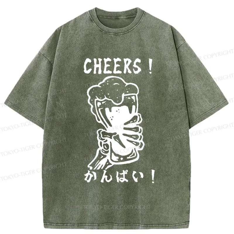 Tokyo-Tiger Cheers Together Washed T-Shirt