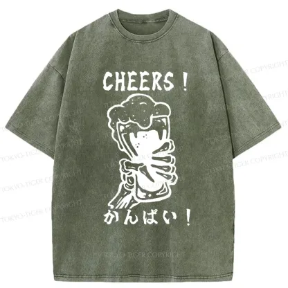 Tokyo-Tiger Cheers Together Washed T-Shirt