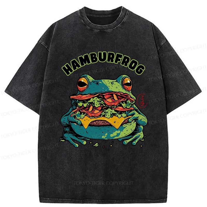 Tokyo-Tiger Funny Hamburfrog Washed T-Shirt