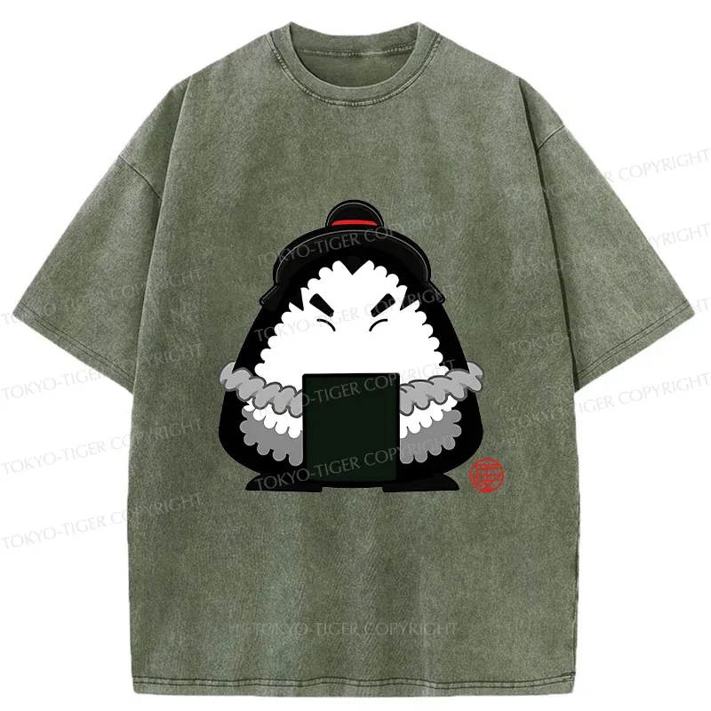 Tokyo-Tiger Onigiri Samurai Washed T-Shirt