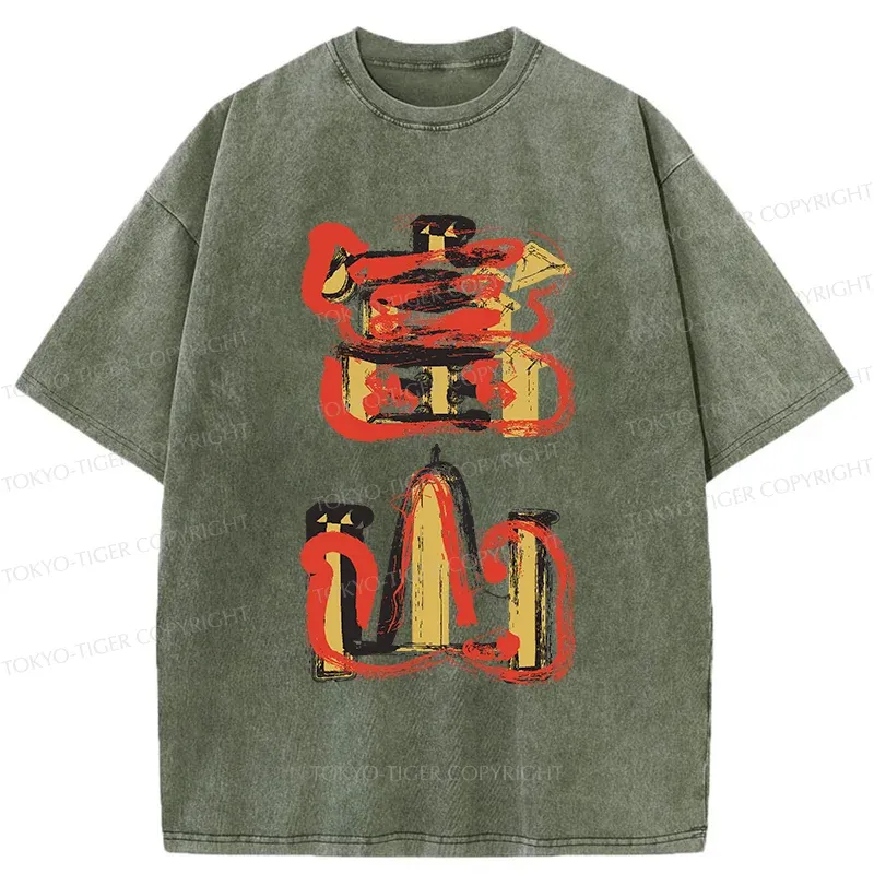 Tokyo-Tiger Toyama City Artistic Kanji Washed T-Shirt