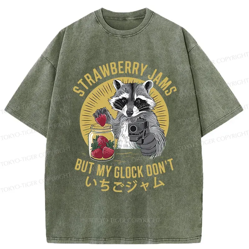 Tokyo-Tiger Strawberry Jam Raccoon Washed T-Shirt