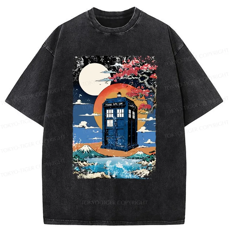 Tokyo-Tiger Tardis Under The Moonlight Washed T-Shirt Sale