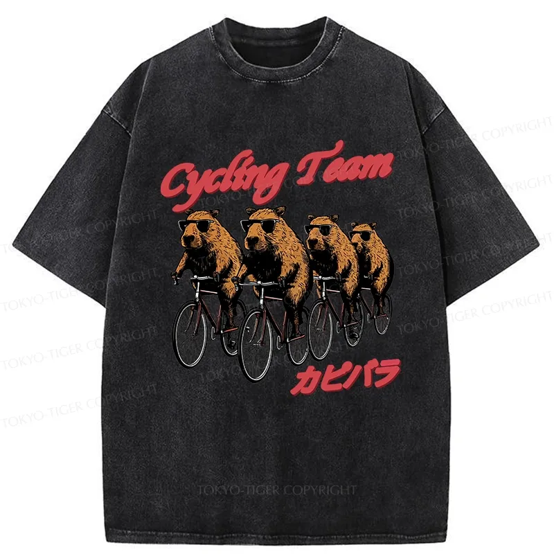 Tokyo-Tiger Capybara Cycling Team Washed T-Shirt