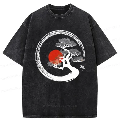 Tokyo-Tiger Vintage Bonsai Tree Washed T-Shirt