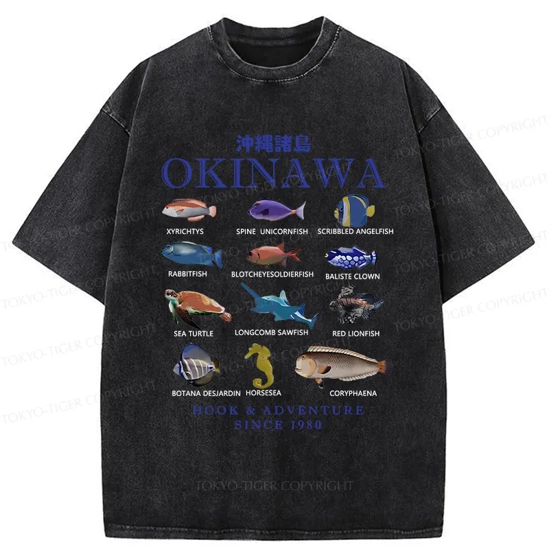 Tokyo-Tiger Okinawa Islands Fish Washed T-Shirt