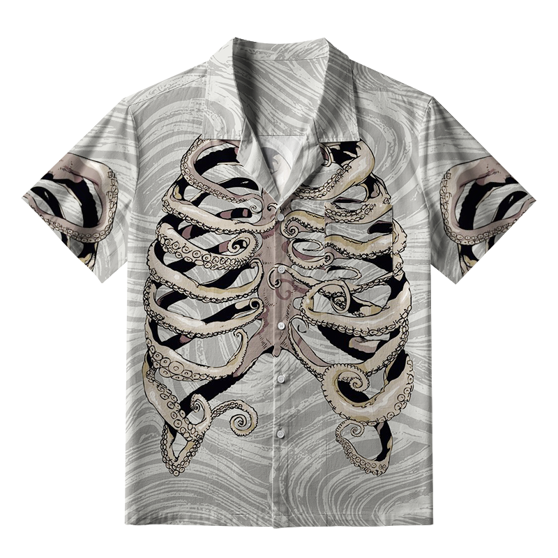 Tokyo-Tiger Octopus Skeleton Aloha Hawaiian Shirt