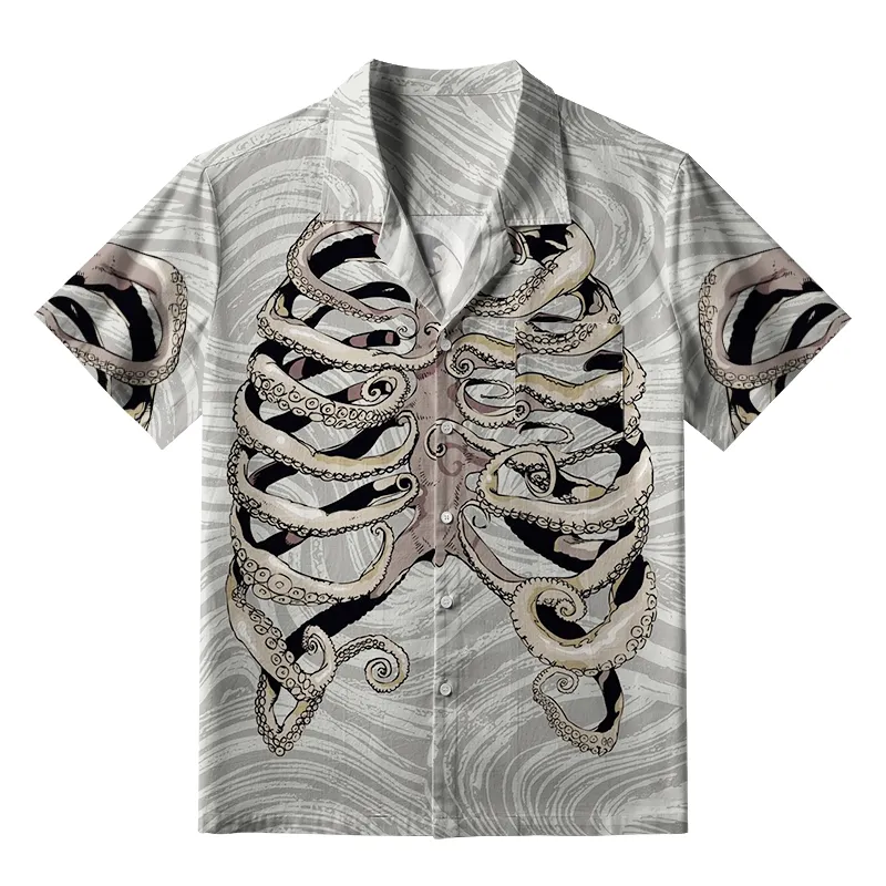 Tokyo-Tiger Octopus Skeleton Aloha Hawaiian Shirt Sale