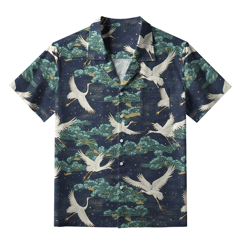 Tokyo-Tiger Cranes And Clouds Aloha Hawaiian Shirt